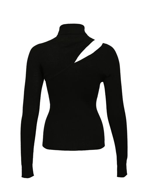 Dolcevita in lana con cut-out sulla spalla D. Exterior | 614132NERO